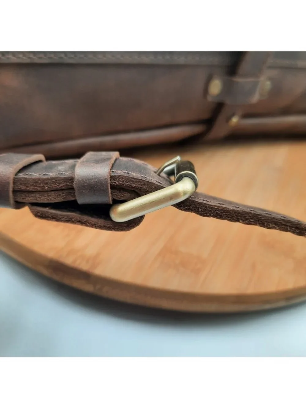 Handmade Leather Goods Brown Full Grain Messenger Bag Shoulder Strap USA 'JMM'